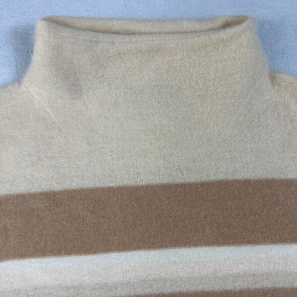 Vince Sweater Womens Small 100% Cashmere Mock Neck Cream Stripe Colorblock Boxy - Picture 5 of 11